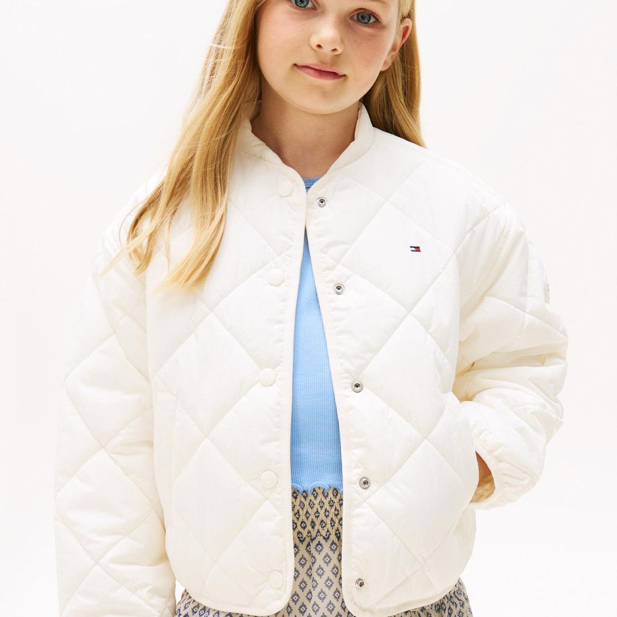 TOMMY HILFIGER - Chaqueta Quiletd Con Logo Bordado Blanco Tommy Hilfiger