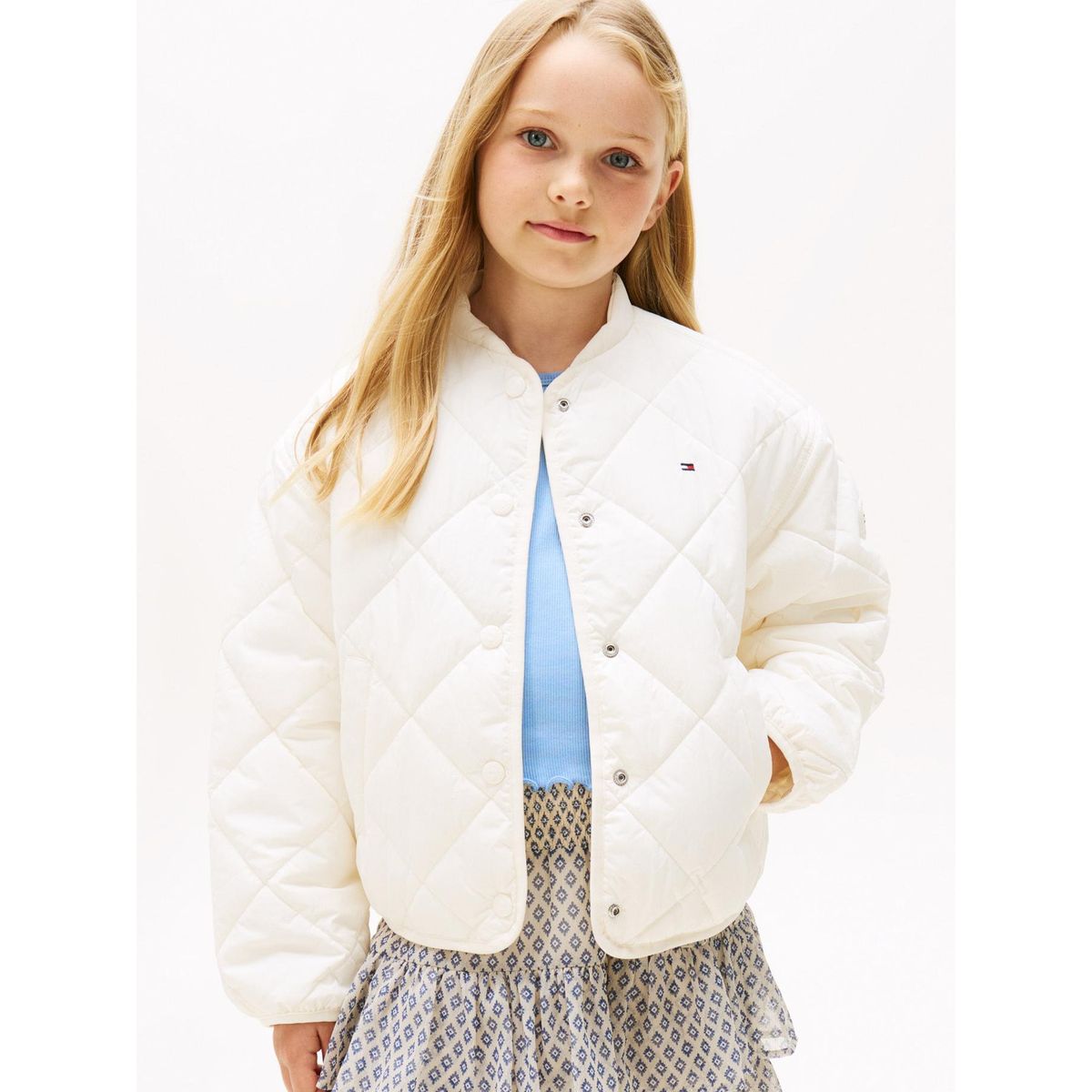 TOMMY HILFIGER - Chaqueta Quiletd Con Logo Bordado Blanco Tommy Hilfiger