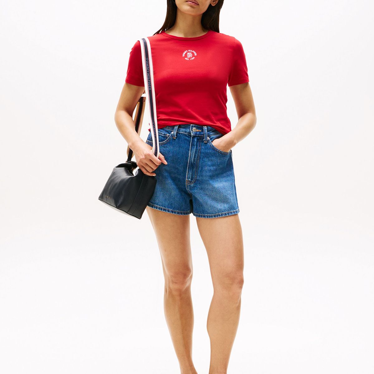 TOMMY HILFIGER - Polera Slim Con Logo Estampado Rojo Tommy Hilfiger