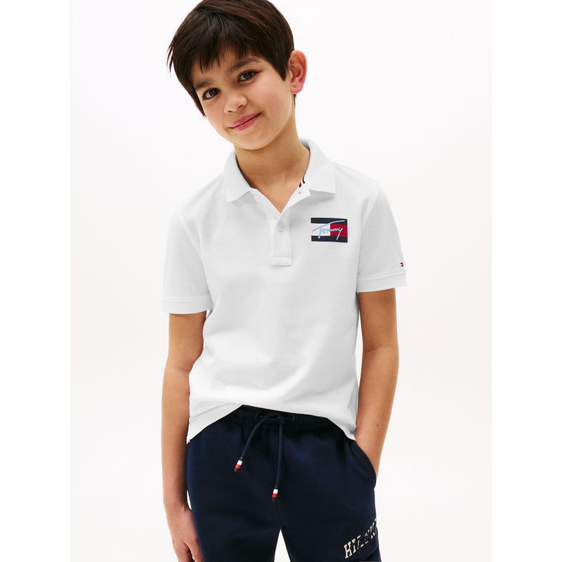 TOMMY HILFIGER - Polo Con Logo Distintivo Blanco Tommy Hilfiger