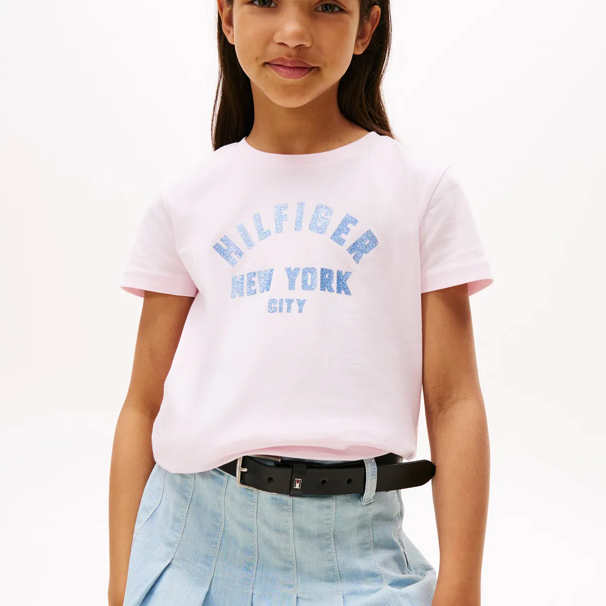 TOMMY HILFIGER - Polera Con Logo Nyc Curvo Rosado Tommy Hilfiger