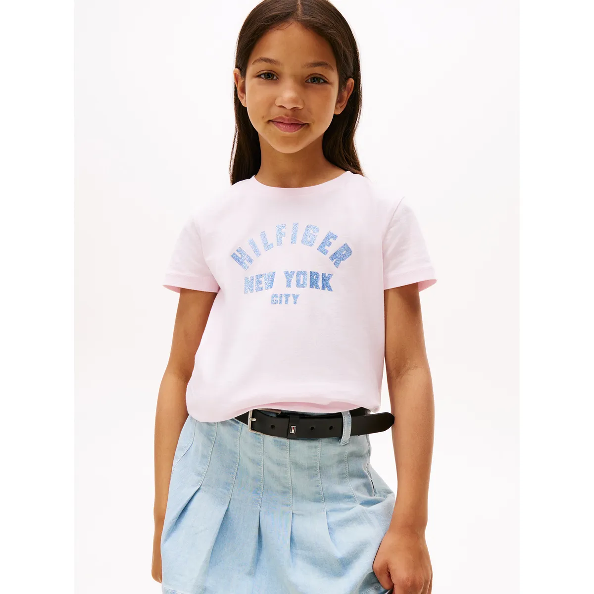 TOMMY HILFIGER - Polera Con Logo Nyc Curvo Rosado Tommy Hilfiger