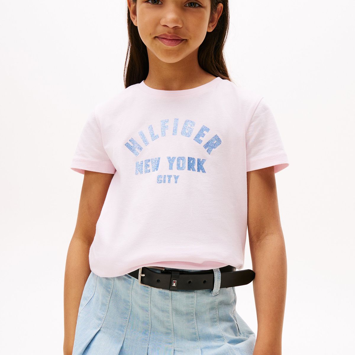 TOMMY HILFIGER - Polera Con Logo Nyc Curvo Rosado Tommy Hilfiger