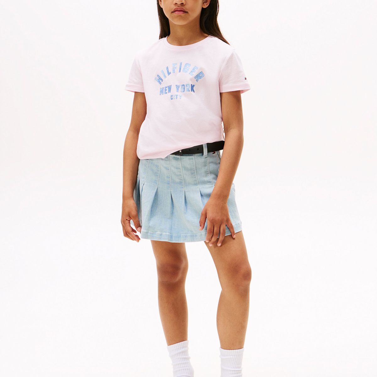 TOMMY HILFIGER - Polera Con Logo Nyc Curvo Rosado Tommy Hilfiger