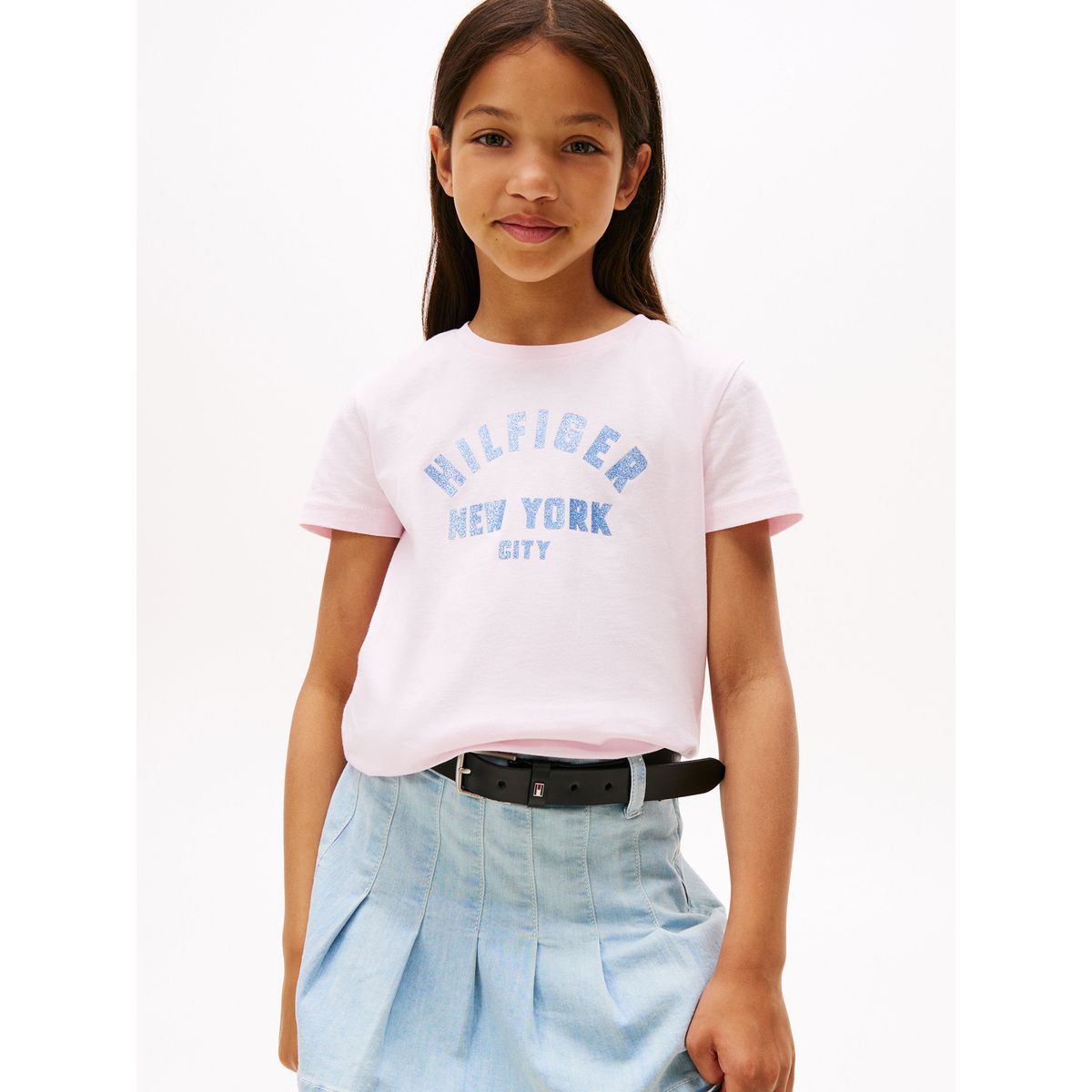 TOMMY HILFIGER - Polera Con Logo Nyc Curvo Rosado Tommy Hilfiger