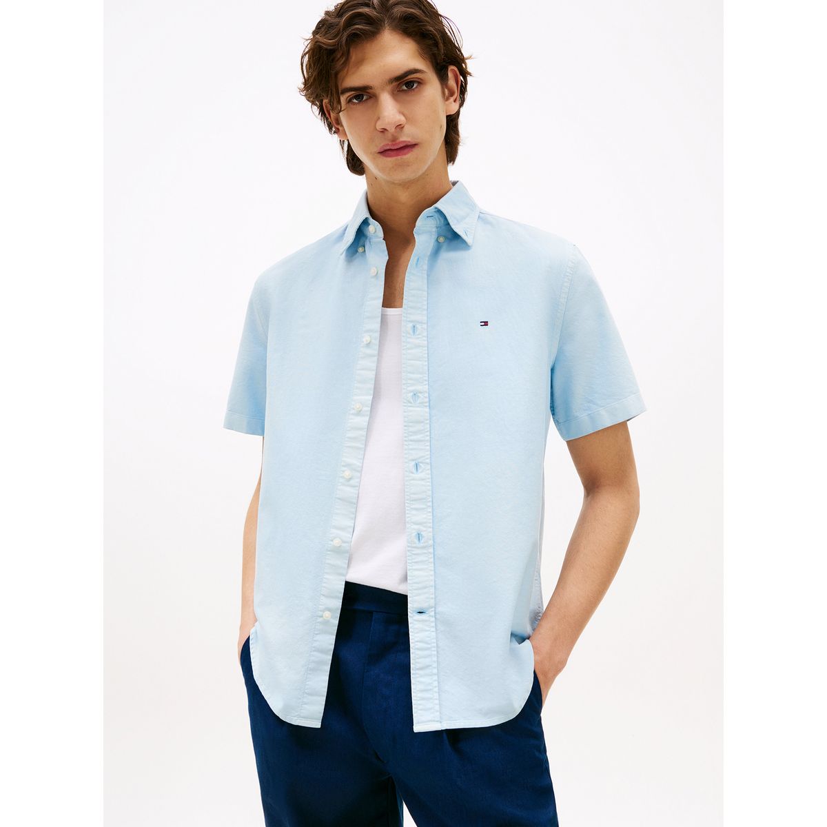 TOMMY HILFIGER - Camisa Oxford Regular Fit Celeste Tommy Hilfiger