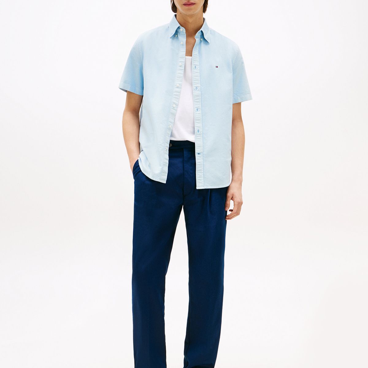 TOMMY HILFIGER - Camisa Oxford Regular Fit Celeste Tommy Hilfiger