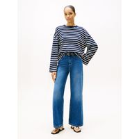 Jeans De Pernera Ancha Y Talle Alto Azul