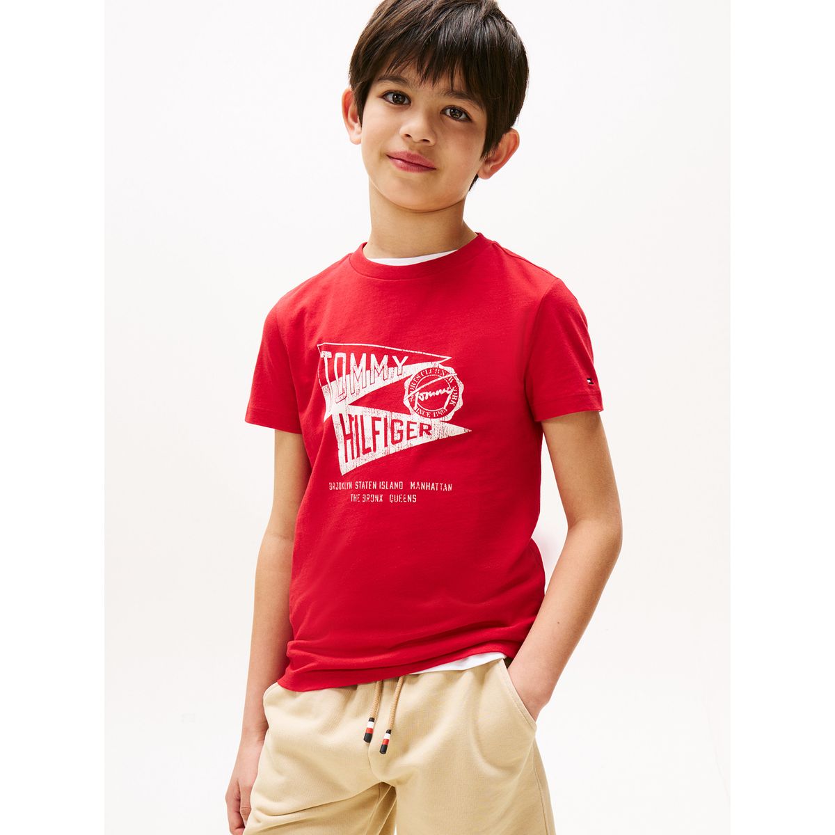 TOMMY HILFIGER - Polera Con Estampado Gráfico Rojo Tommy Hilfiger