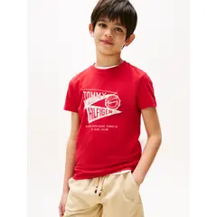 TOMMY HILFIGER - Polera Con Estampado Gráfico Rojo