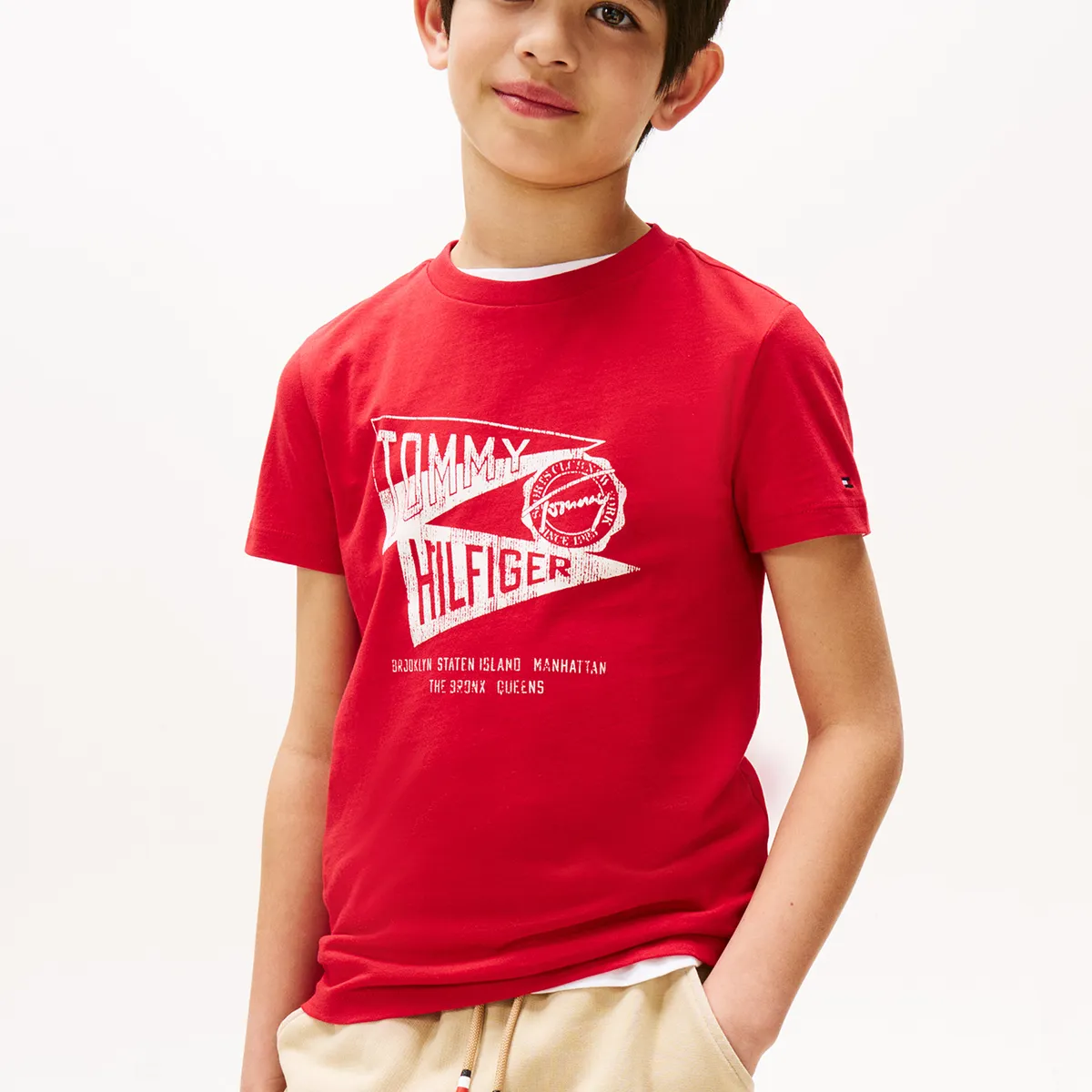 TOMMY HILFIGER - Polera Con Estampado Gráfico Rojo Tommy Hilfiger