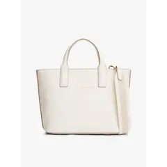 TOMMY HILFIGER - Tote Con Bandolera Textil Blanco
