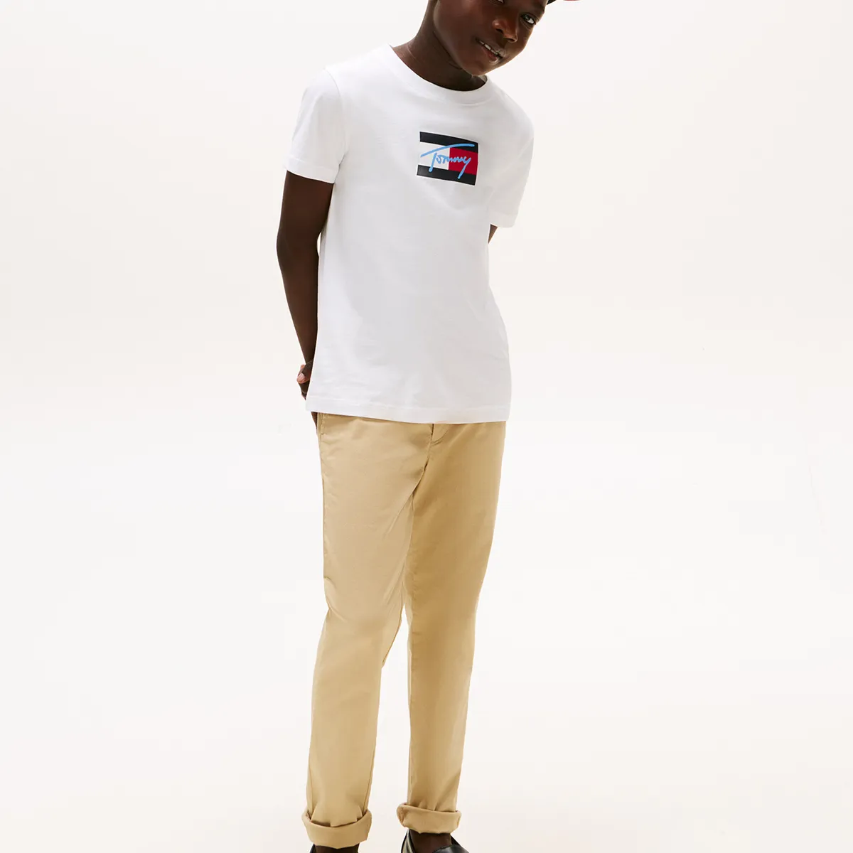 TOMMY HILFIGER - Polera Script Flag Logo Blanco Tommy Hilfiger