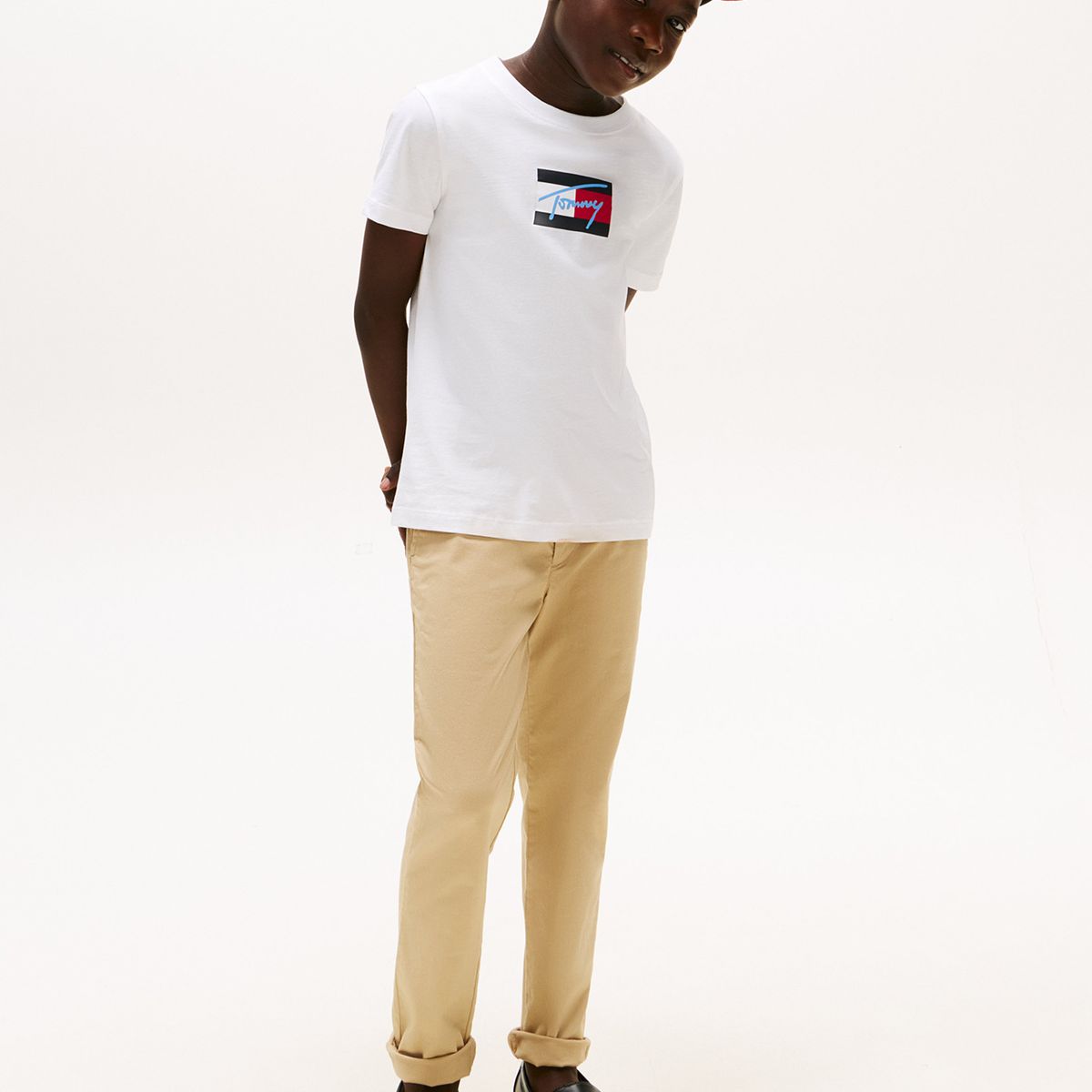 TOMMY HILFIGER - Polera Script Flag Logo Blanco Tommy Hilfiger