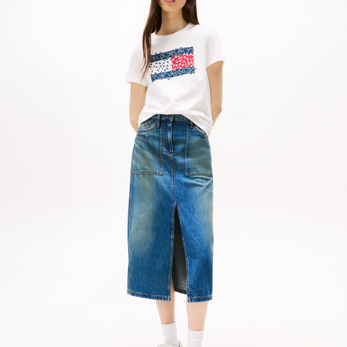 TOMMY HILFIGER - Falda Denim Midi Claire Azul Tommy Jeans