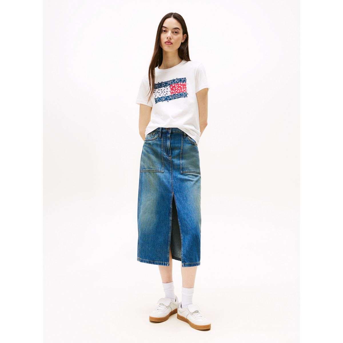 TOMMY HILFIGER - Falda Denim Midi Claire Azul Tommy Jeans