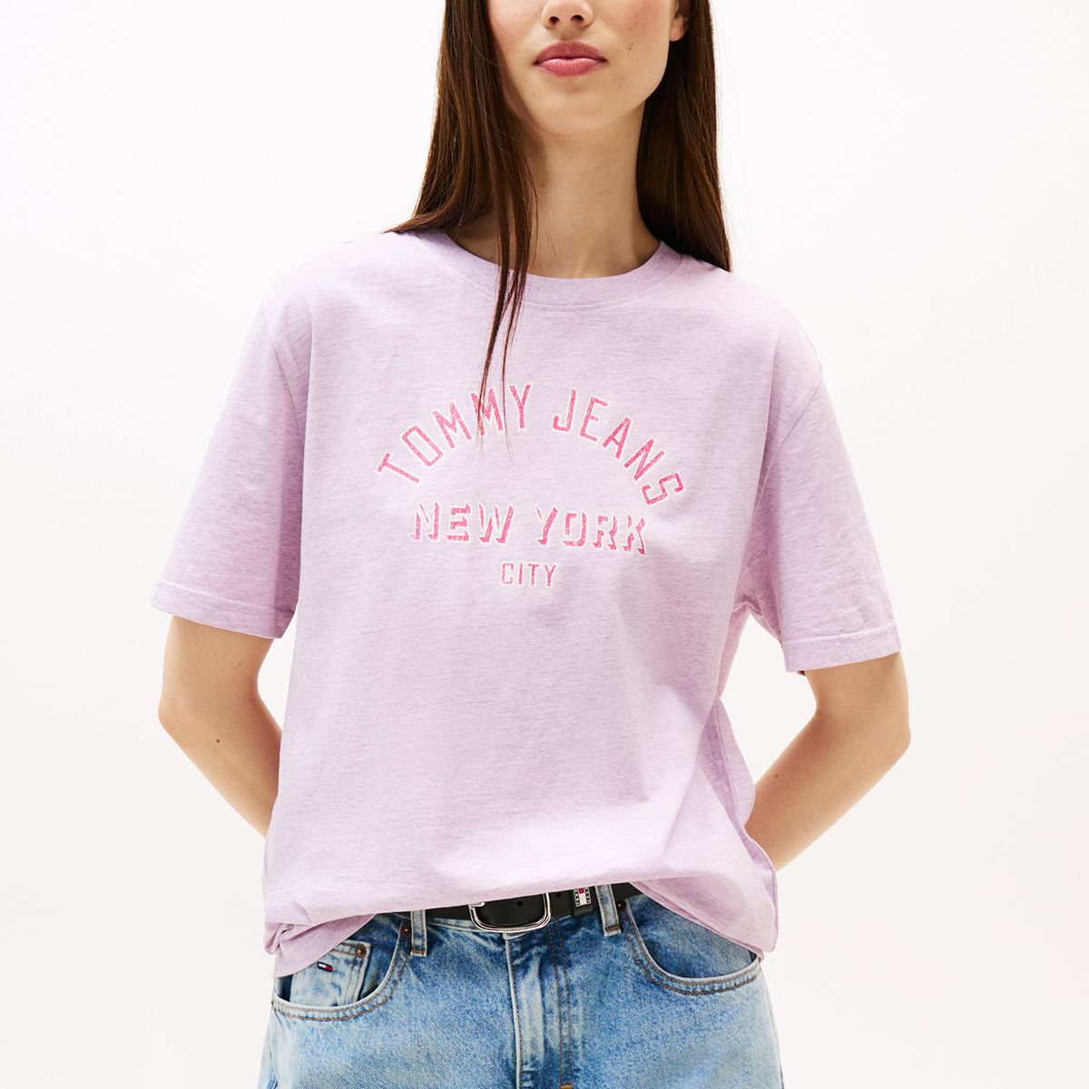 TOMMY HILFIGER - Polera Varsity Relaxed Fit Rosado Tommy Jeans