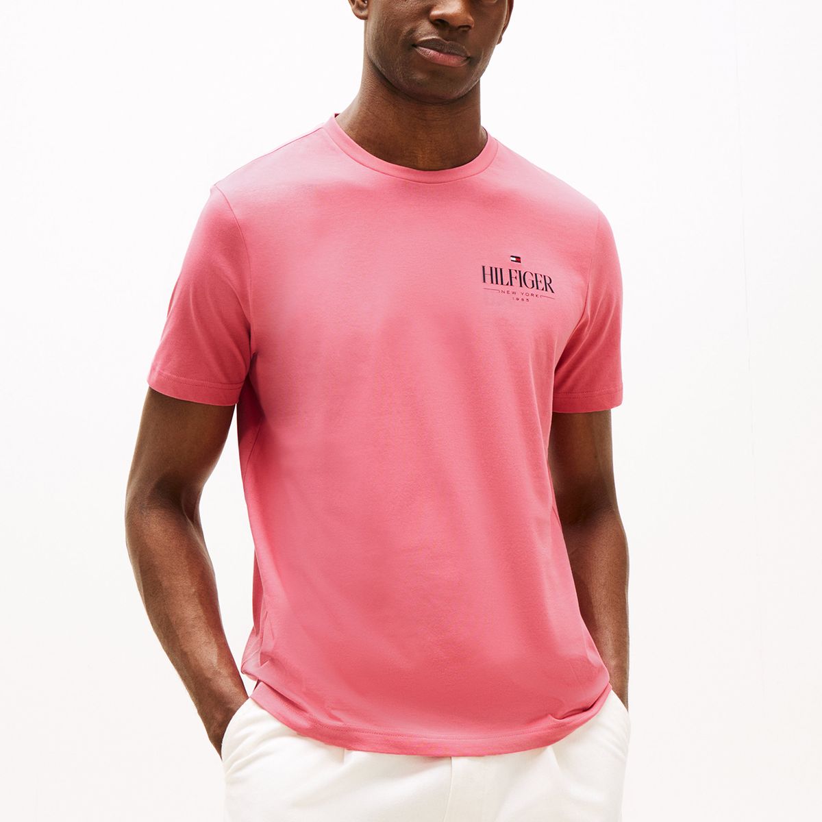 TOMMY HILFIGER - Polera Hilfiger Stack Logo Rosado Tommy Hilfiger