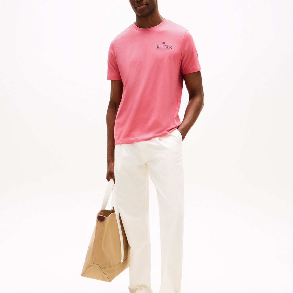 TOMMY HILFIGER - Polera Hilfiger Stack Logo Rosado Tommy Hilfiger