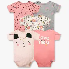 TEDMIMAK - Pack 5 Bodys Niña Manga Corta 100% Algodón Princess love