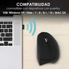 GENERICO - Ratón Vertical Inalámbrico 24g Recargable X Usb Ergonómico Color Negro