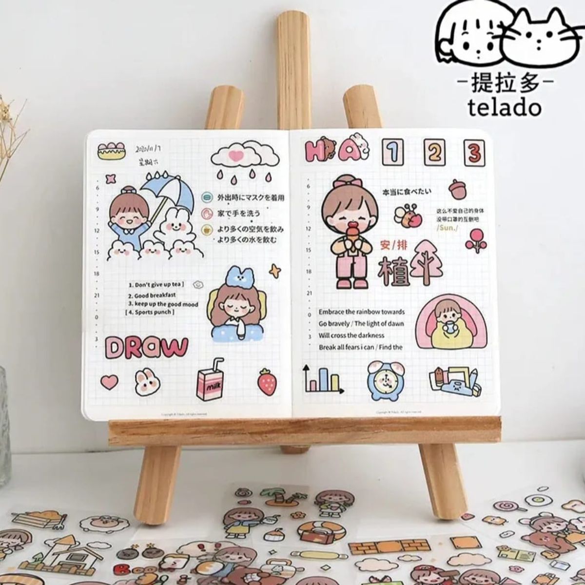 GENERICO - Set De 100 Stickers  Kawaii  Caja De Regalo