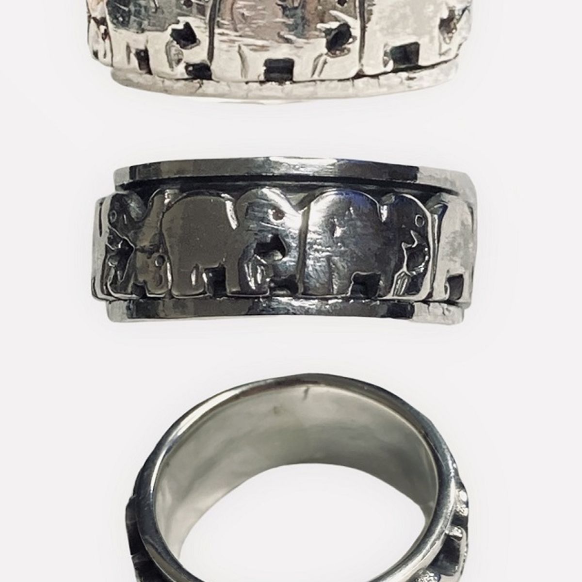 TAETHAI - Anillo plata 925 envegecido argolla giratoria