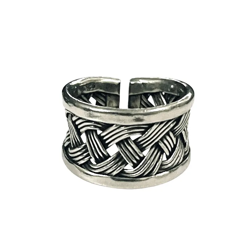 TAETHAI - Anillo plata 925 envejecido entrelazado