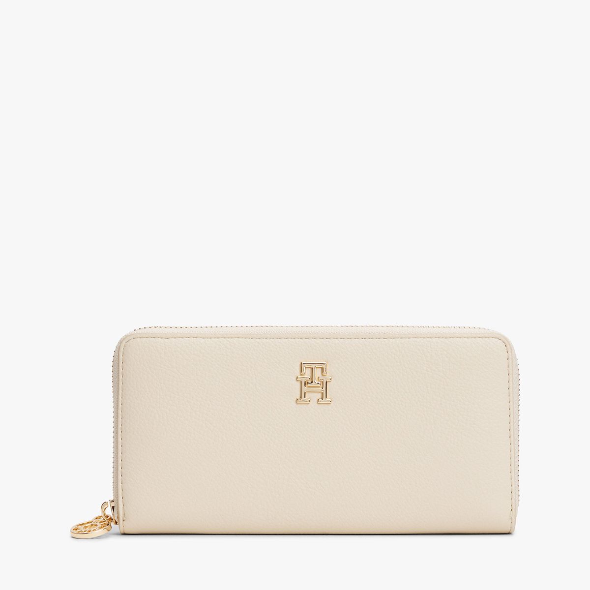 TOMMY HILFIGER - Billetera Monogram Con Cierre Beige Tommy Hilfiger