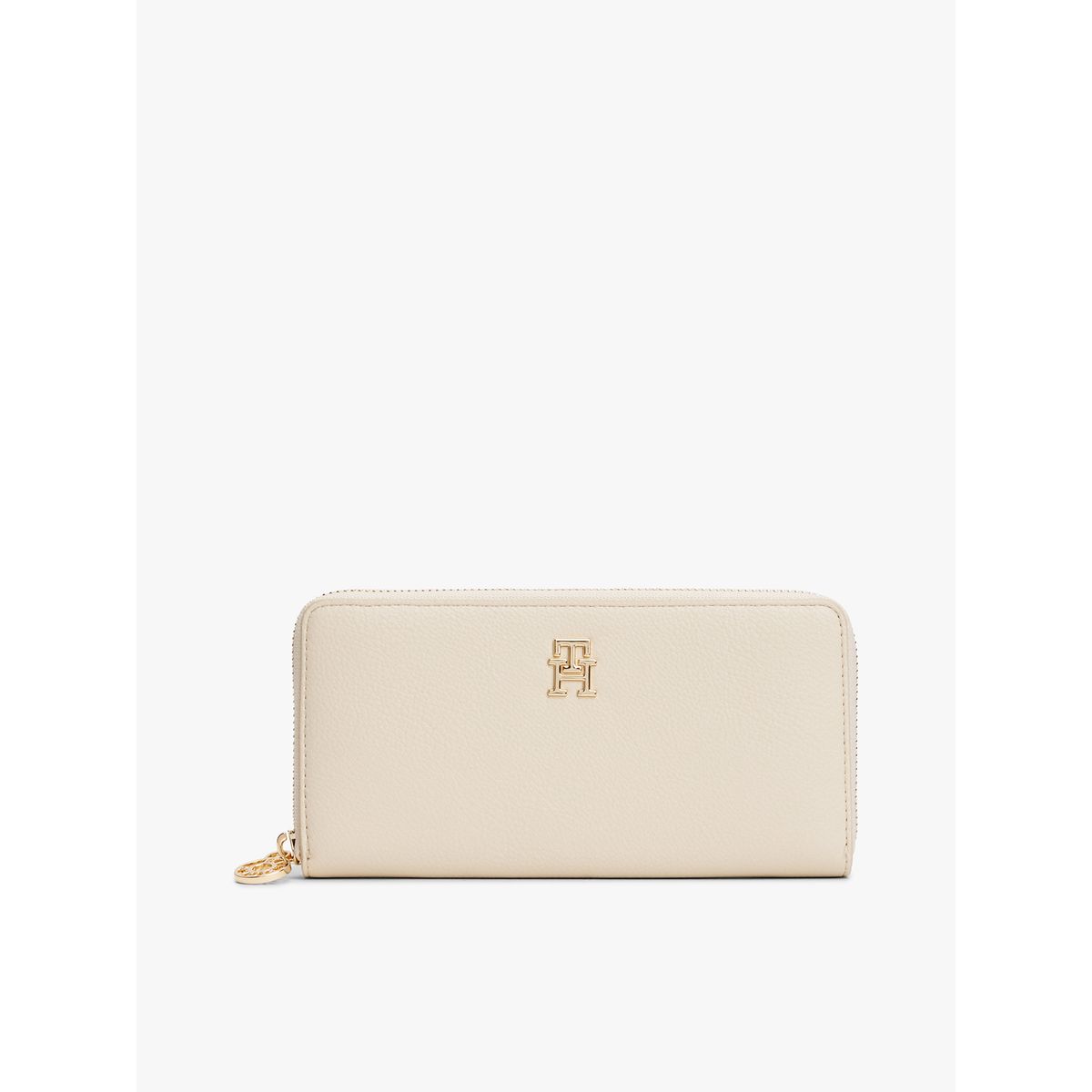 TOMMY HILFIGER - Billetera Monogram Con Cierre Beige Tommy Hilfiger