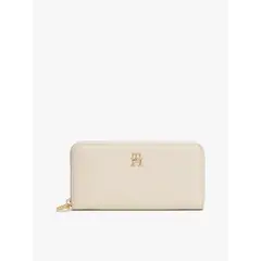 TOMMY HILFIGER - Billetera Monogram Con Cierre Beige