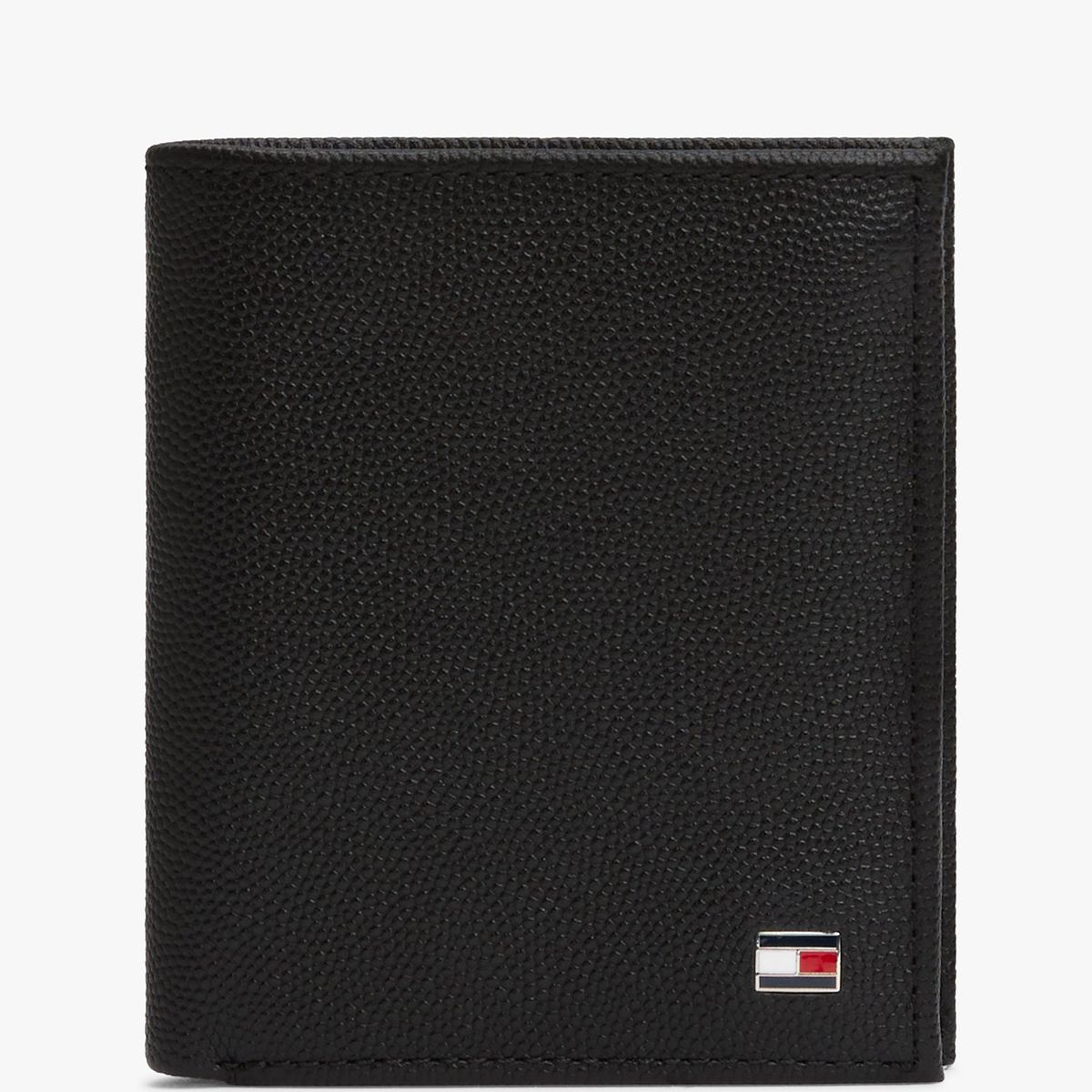 TOMMY HILFIGER - Billetera Flag Trifold De Cuero Negro Tommy Hilfiger