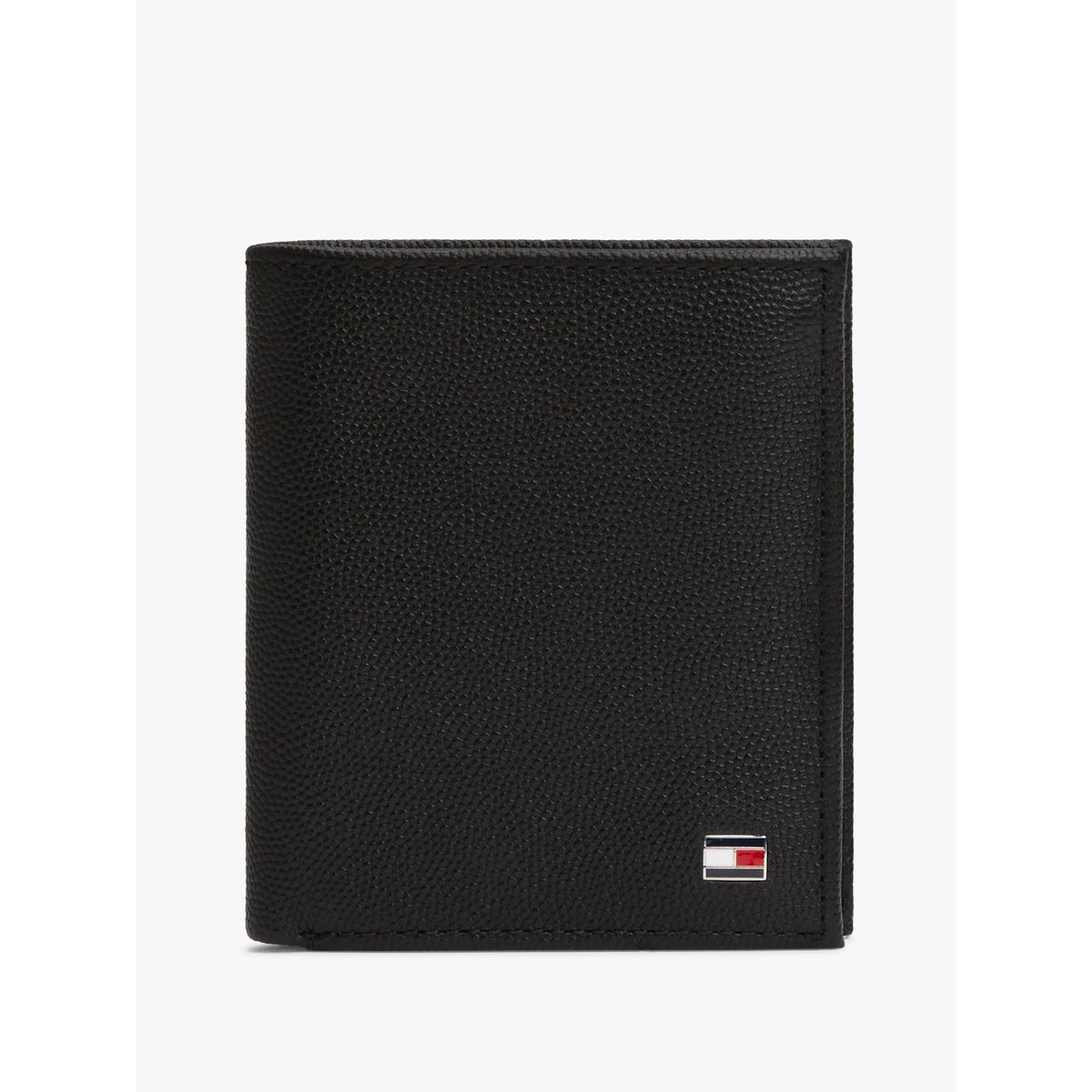 TOMMY HILFIGER - Billetera Flag Trifold De Cuero Negro Tommy Hilfiger