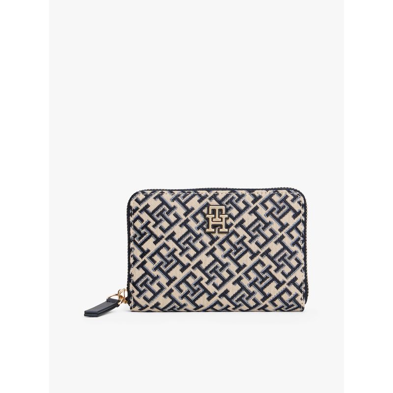 TOMMY HILFIGER - Billetera Jacquard Con Cierre Azul Tommy Hilfiger