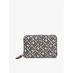 TOMMY HILFIGER - Billetera Jacquard Con Cierre Azul