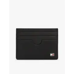 TOMMY HILFIGER - Tarjetero Flag De Cuero Con Logo Negro