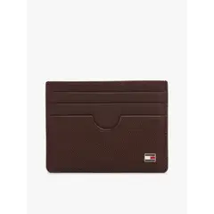 TOMMY HILFIGER - Tarjetero Flag De Cuero Con Logo Café