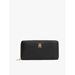 TOMMY HILFIGER - Billetera Monogram Con Cierre Negro