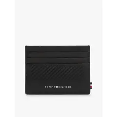 TOMMY HILFIGER - Tarjetero Foundation De Cuero Con Logo Negro
