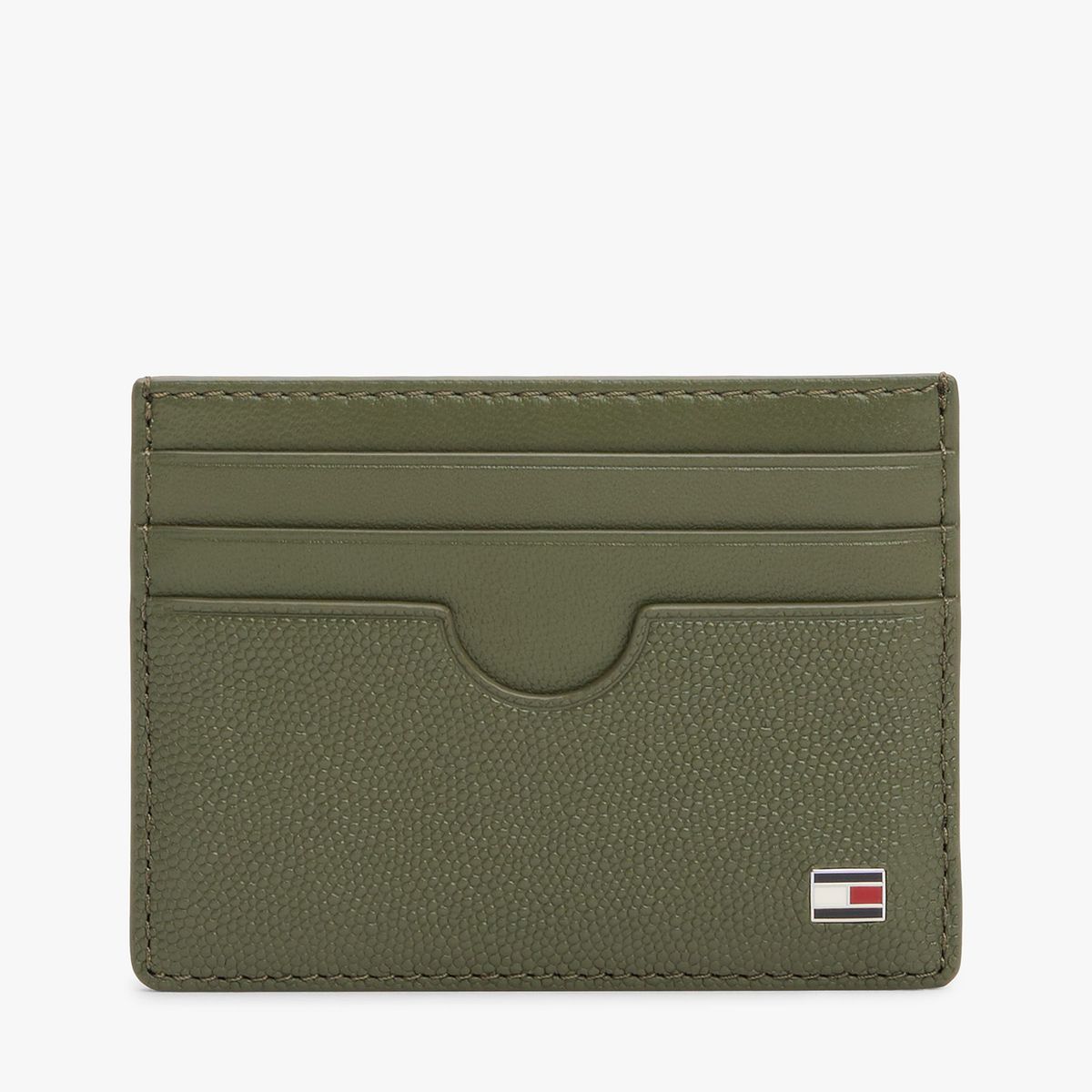 TOMMY HILFIGER - Tarjetero Flag De Cuero Con Logo Verde Tommy Hilfiger