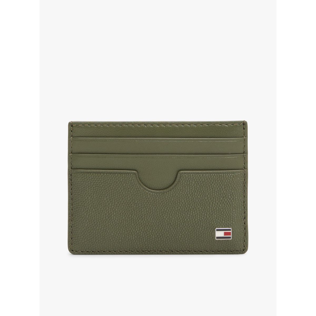 TOMMY HILFIGER - Tarjetero Flag De Cuero Con Logo Verde Tommy Hilfiger