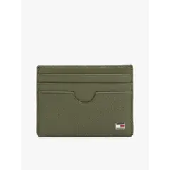 TOMMY HILFIGER - Tarjetero Flag De Cuero Con Logo Verde