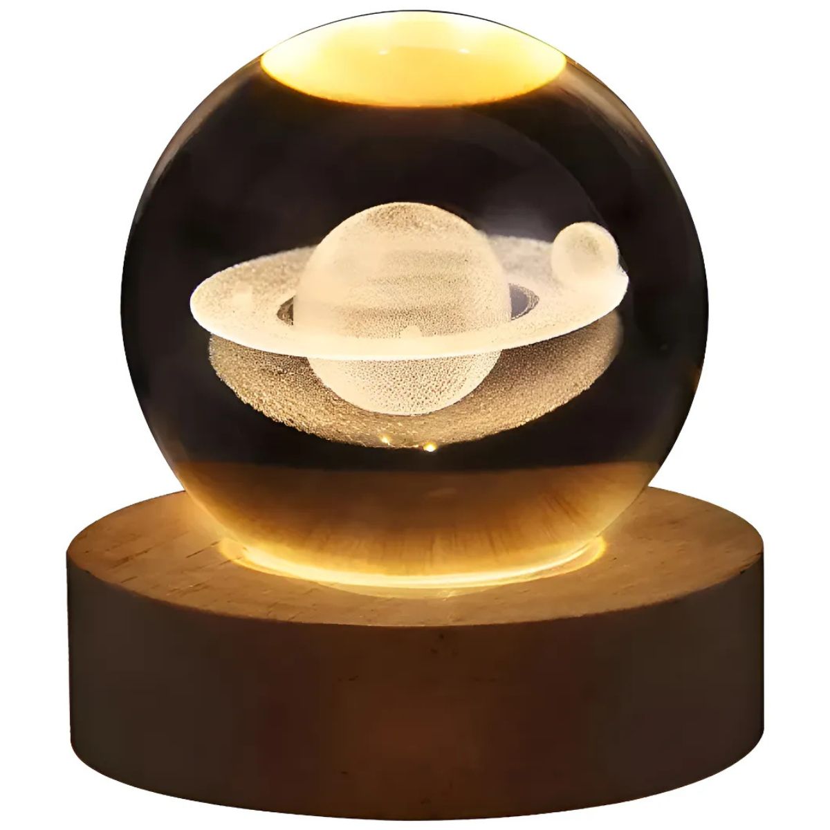 GENERICO - Lámpara Cristal Planeta con Anillo LED