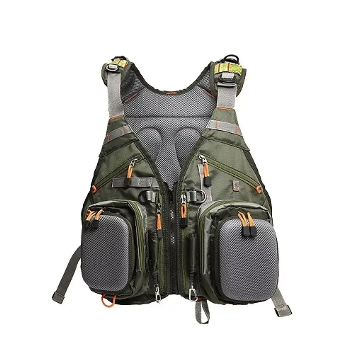 GENERICO - Chaleco de pesca ajustable de malla con mochila talla estándar verde