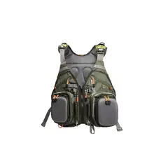 GENERICO - Chaleco de pesca ajustable de malla con mochila talla estándar verde