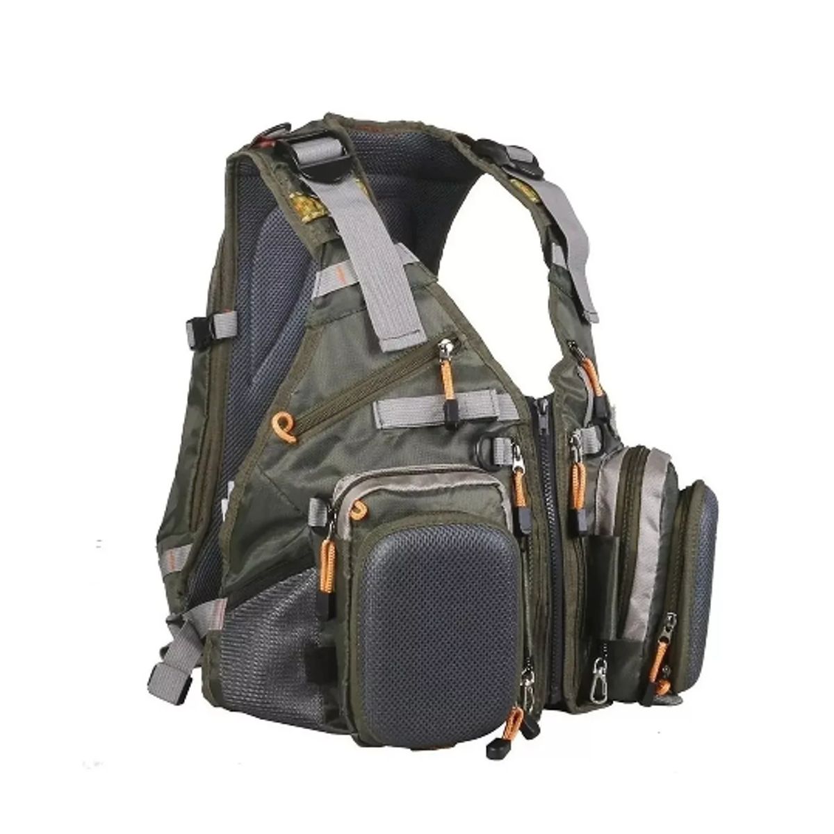 GENERICO - Chaleco de pesca ajustable de malla con mochila talla estándar verde