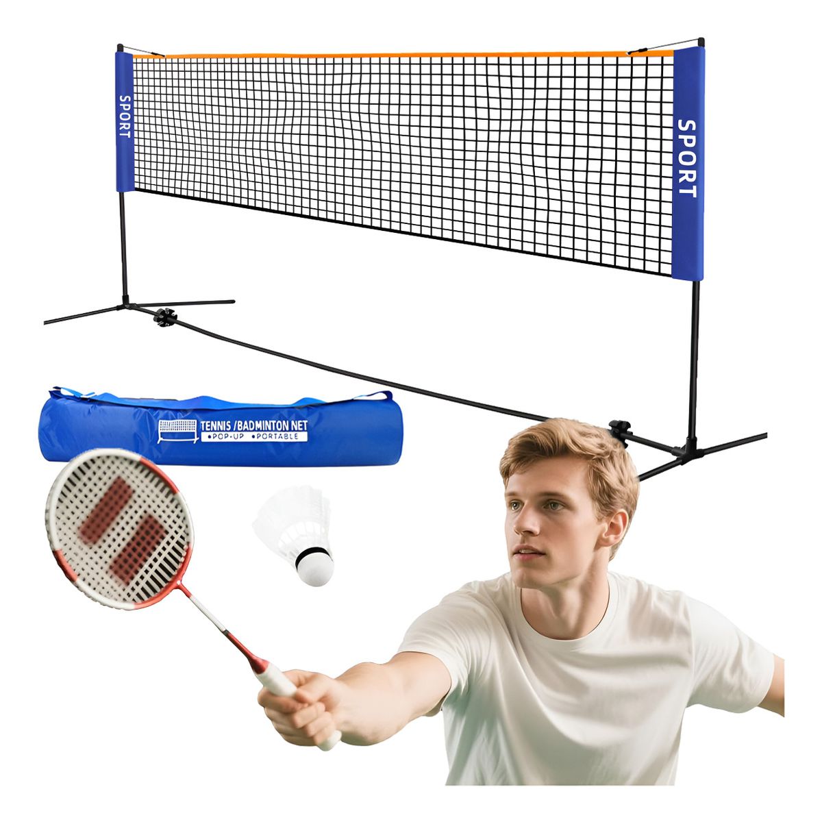 GENERICO - Red Bádminton Portátil Altura 107-155cm Regulable Deportes De Pelota