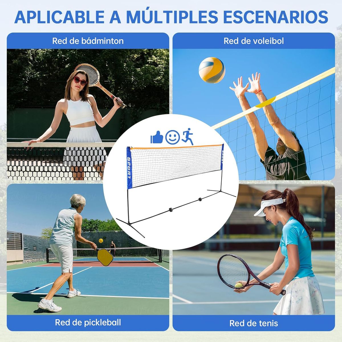 GENERICO - Red Bádminton Portátil Altura 107-155cm Regulable Deportes De Pelota