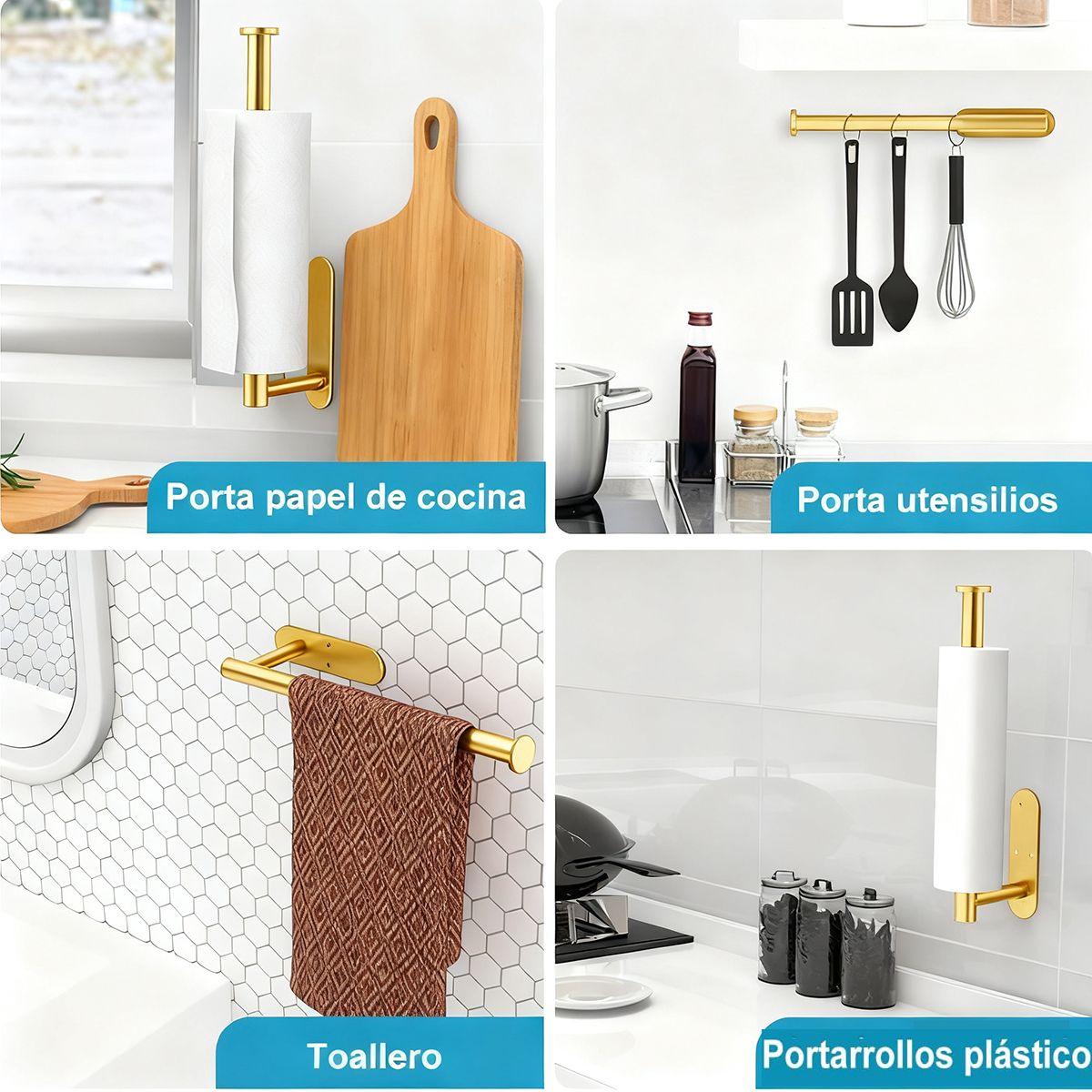 GENERICO - Portarrollos Baño Cocina Acero Inoxidable Soporte De Papel