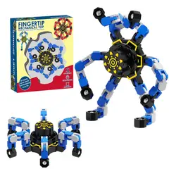 OLEVO - Juguete trompo transformable para niños spinner de dedos azul